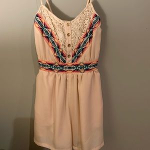 Gianni Bini Aztec and Cream Silk Romper, Worn Once